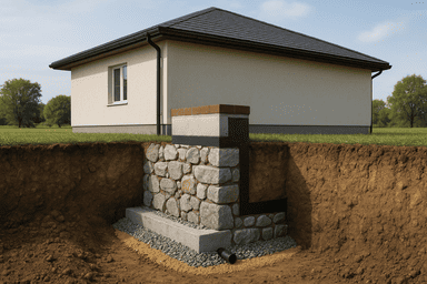 Заглубленный бутовый 10×14 м